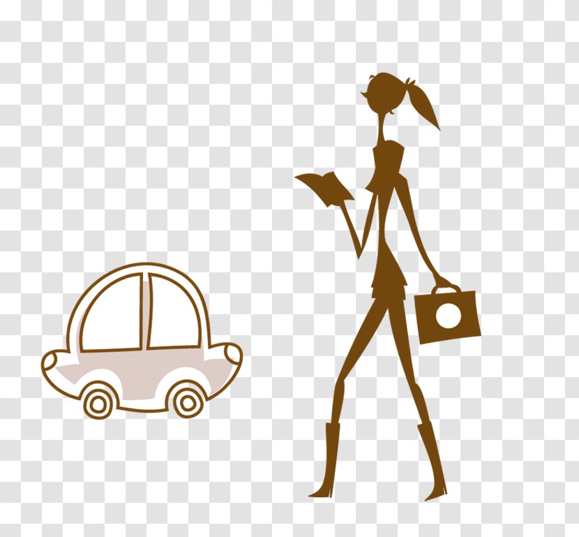 Silhouette - Watercolor - High-heeled Women And Cars Transparent PNG