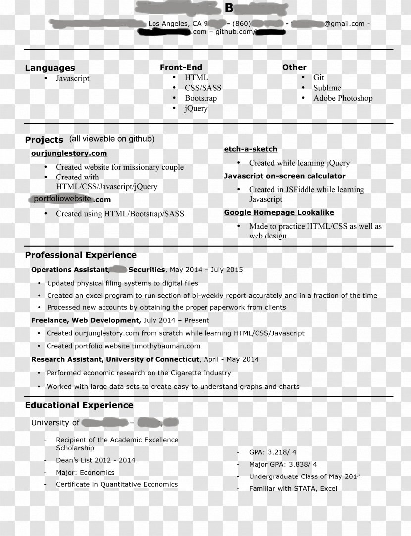 Front End Web Development Developer Resume Software