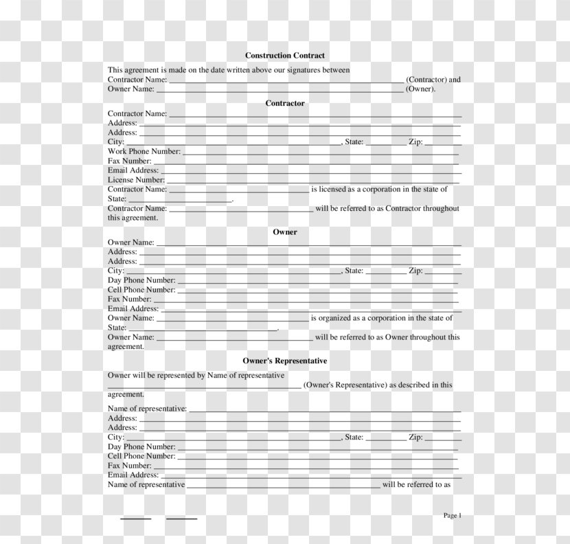 Construction Contract Template PDF Architectural Engineering - Frame Transparent PNG