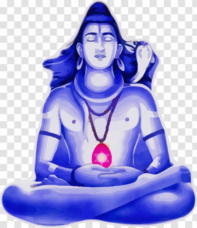 Meditation Sitting Electric Blue Statue Physical Fitness Transparent PNG