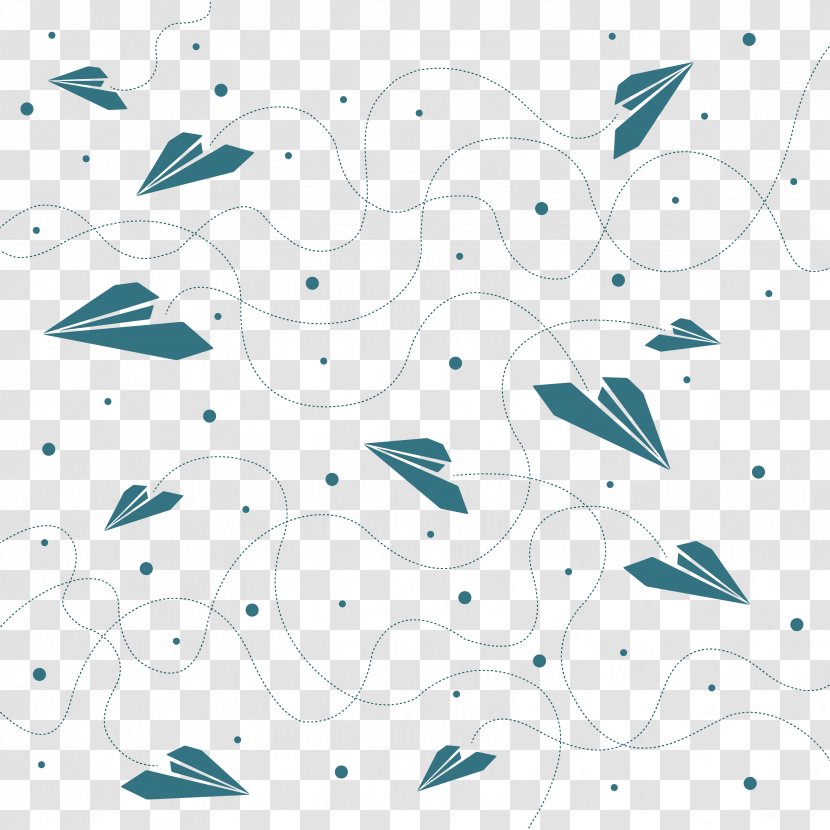 Paper Plane Airplane Vinyl Group Wallpaper - Azure - White Fly Transparent PNG