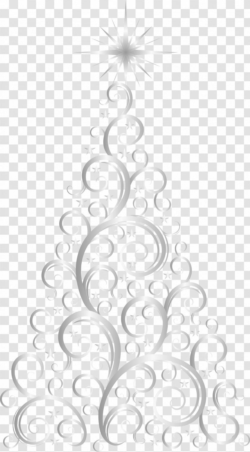 Christmas Tree Silver Pine - Black And White - Arboles Transparent PNG