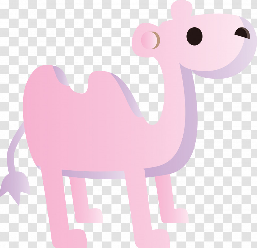Pink Cartoon Sticker Animal Figure Camelid Transparent PNG