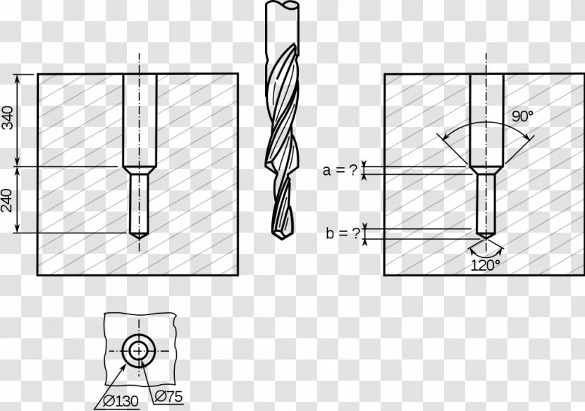 Drill Bit Technical Drawing Door Walbro - Countersink - Foret Transparent PNG
