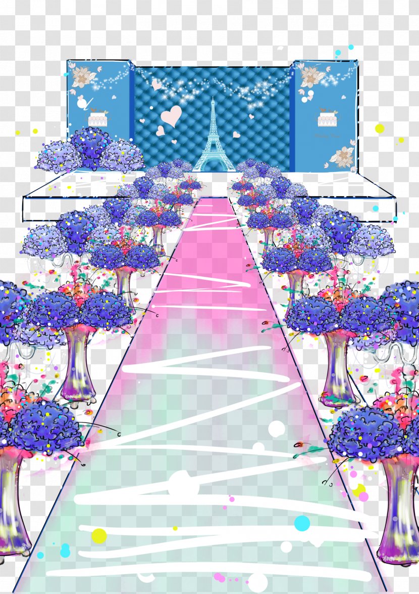 Graphic Design Illustration - Motif - Painted Romantic Wedding Scene Transparent PNG