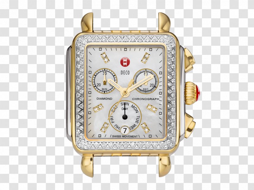 MICHELE Deco Diamond Chronograph Watch Strap Jewellery Transparent PNG