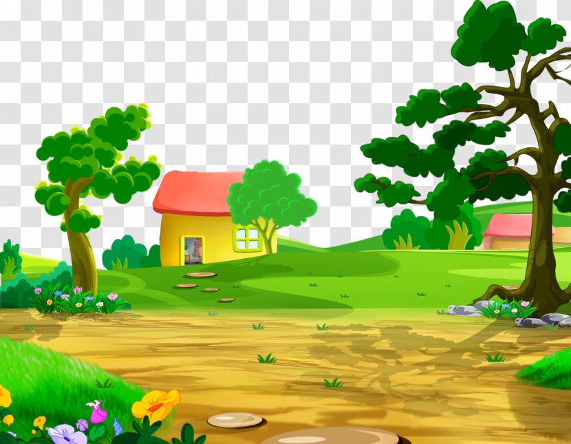 Cartoon House Drawing - Ecosystem - 2017 Tree Road Transparent PNG