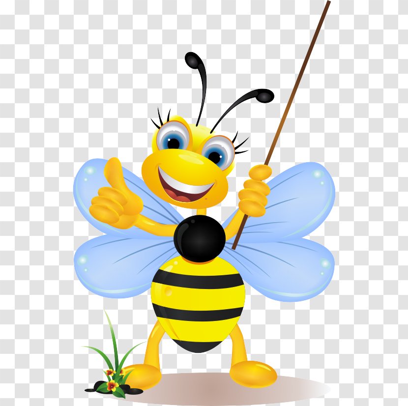 Bee Cartoon Clip Art - Yellow Transparent PNG