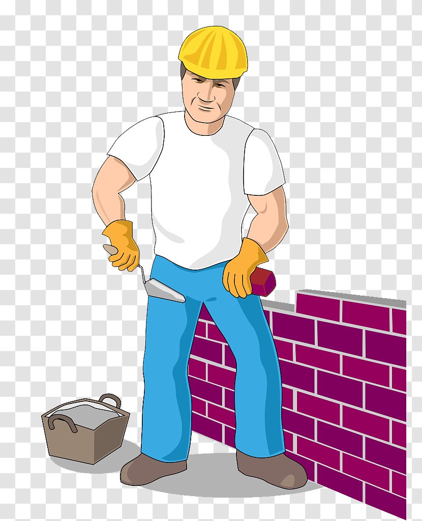 Bricklayer Wall Concrete Masonry Unit Illustration - Finger - Vector Of Construction Workers Piled Brick Transparent PNG