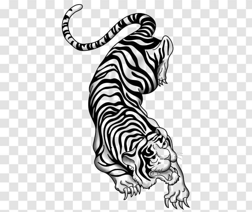 Tiger Tattoo Flash Lion Polynesia - Fictional Character - Climbing Transparent PNG