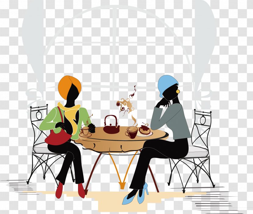 Latte Coffee Cafe Clip Art - Menu - Hand-painted Banquet Tables And Chairs Transparent PNG