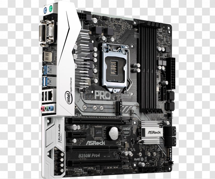 Intel LGA 1151 MicroATX ASRock B250M Pro4 Motherboard - Cpu Transparent PNG