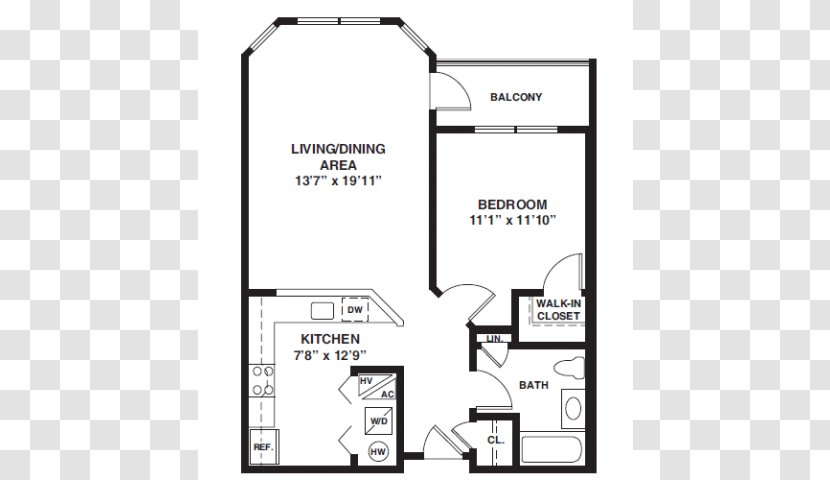 The Luke Apartments Renting Floor Plan Studio Apartment - Bath Tab Transparent PNG