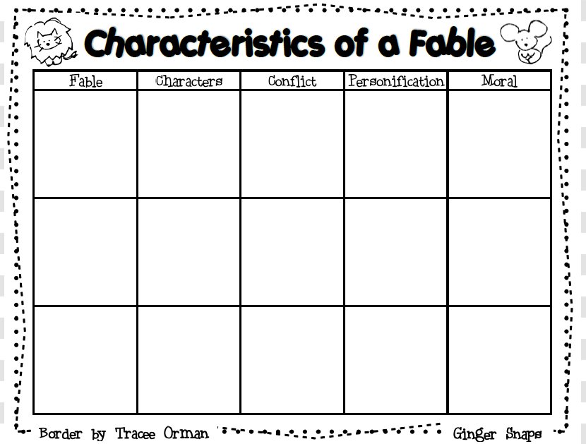 Aesop's Fables The Lion And Mouse Graphic Organizer Fairy Tale - Cartoon - Cliparts Transparent PNG