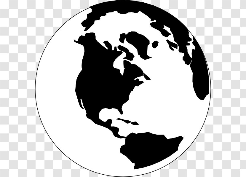 Globe World Black And White Clip Art - Monochrome Photography - Earth Transparent PNG