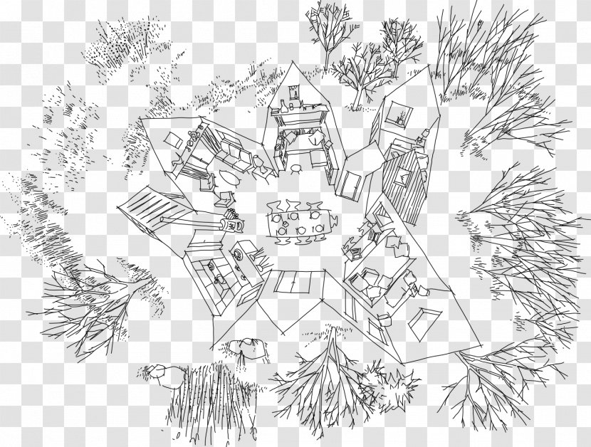 Summer House Holiday Home Sketch - Log Cabin - Village Transparent PNG