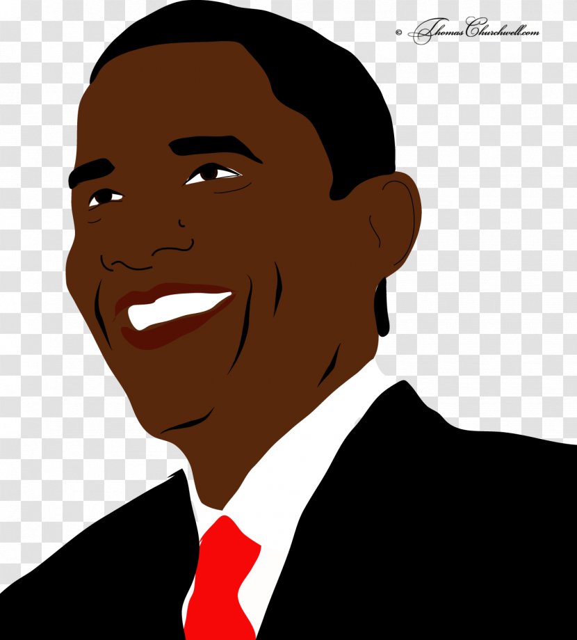 Facial Expression Chin Cheek Hair Smile - Cartoon - Obama Transparent PNG