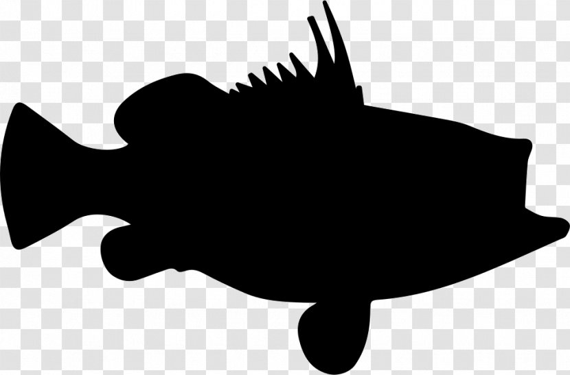 Clip Art Vector Graphics Illustration Silhouette Fish - Black And White Transparent PNG