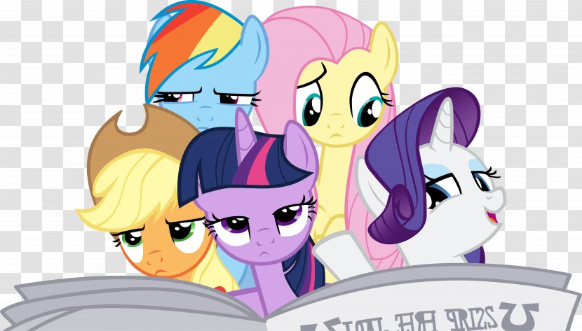Rarity Rainbow Dash Pinkie Pie Pony Spike - Silhouette - Reading The Newspaper Transparent PNG