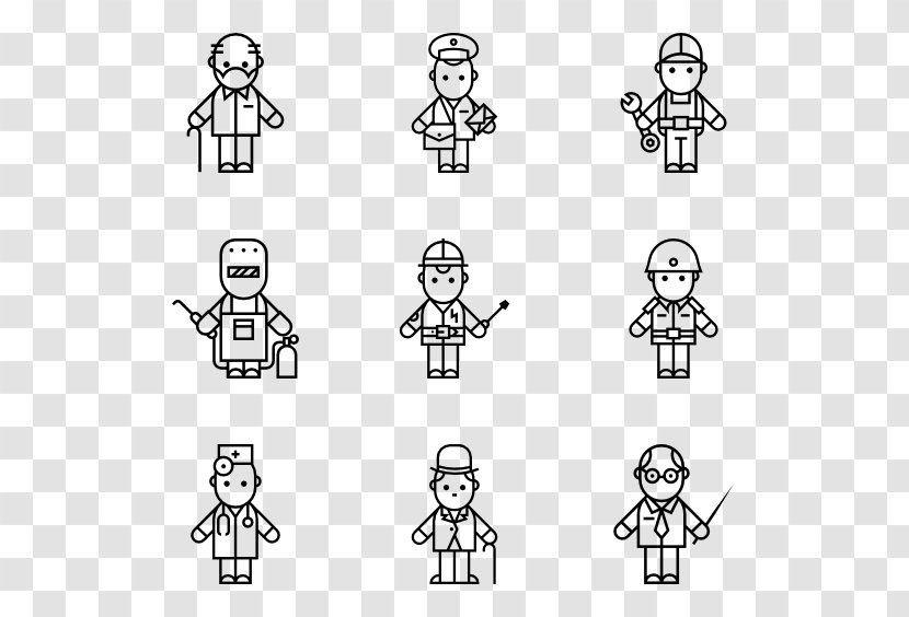 Cartoon Drawing /m/02csf Line Art Clip - Black And White - Workers Transparent PNG