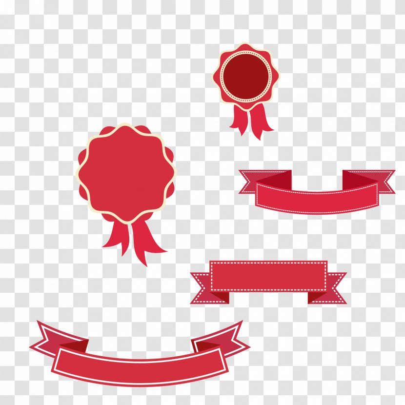 Ribbon Banner - Drawing - Red Badge Space Vintage Wood Transparent PNG