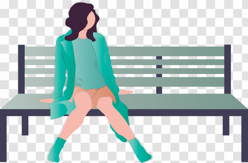 Park Bench Girl Transparent PNG