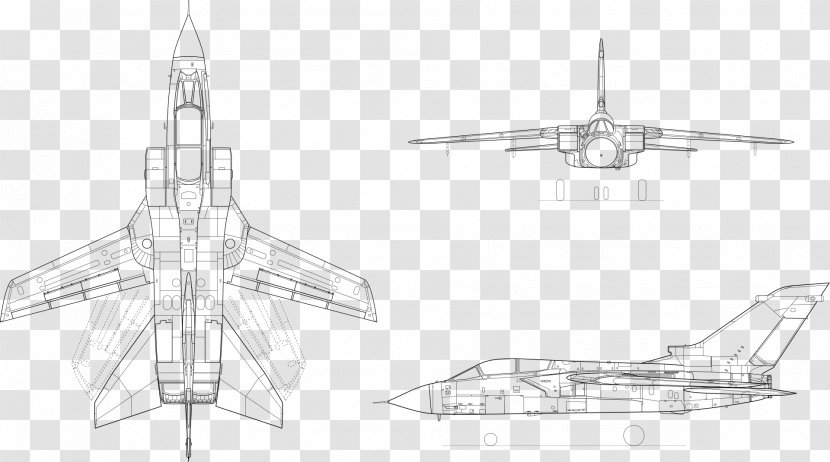 Airplane Projection Panavia Tornado Orthogonality Angle - Black And White Transparent PNG