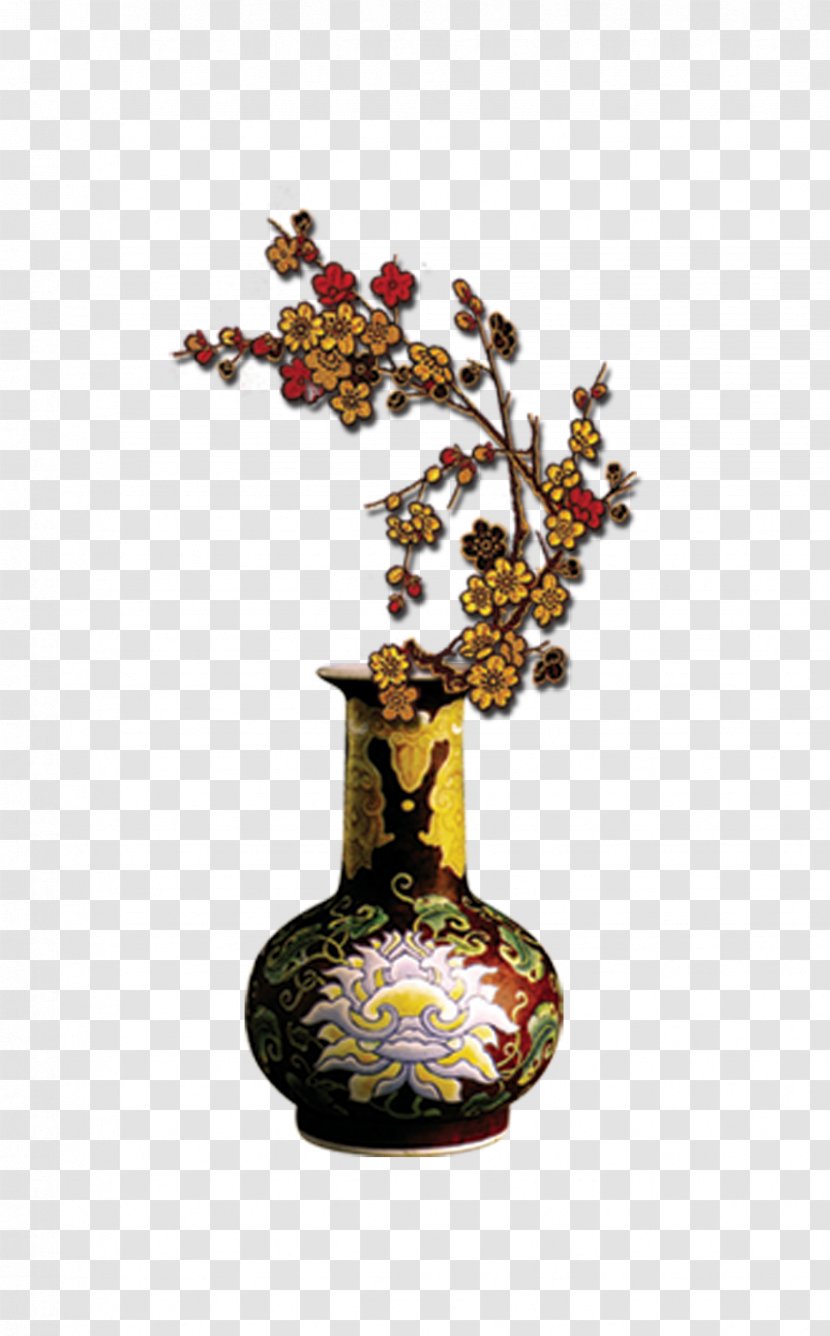 Vase Chinese New Year - Artifact - Porcelain Plum Transparent PNG