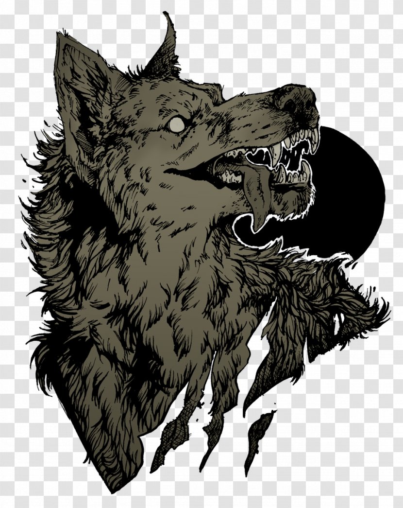 Werewolf Drawing Full Moon Sticker - Art - Wolf Transparent PNG