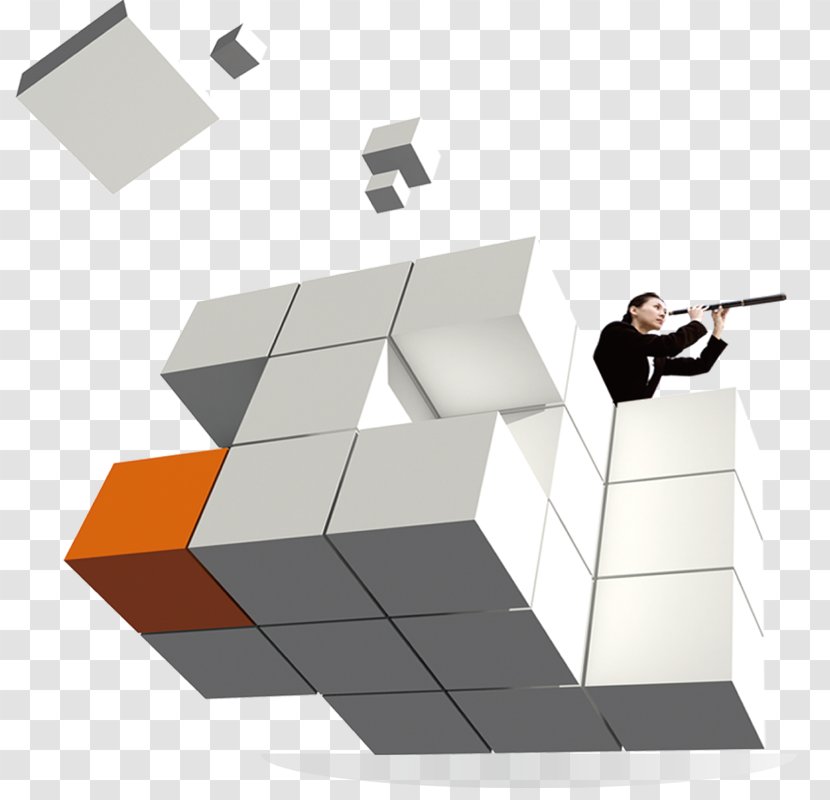 Advertising Recruitment Trademark - Creativity - Three-dimensional Cube Character Overlooking Transparent PNG