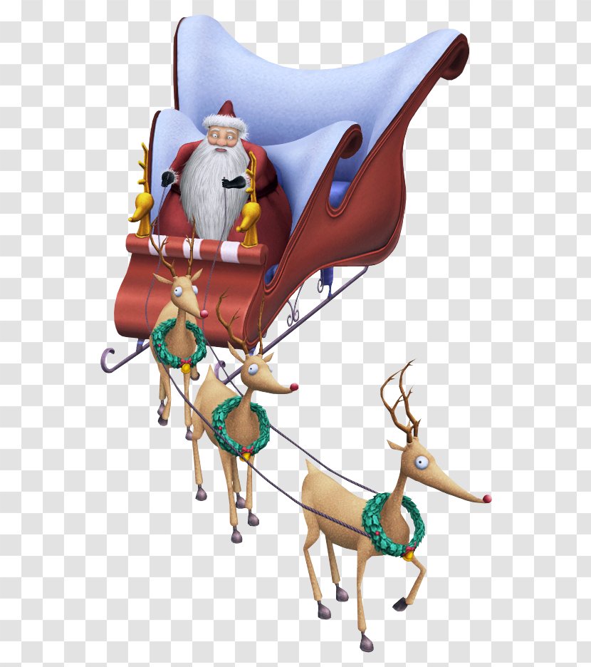 Santa Claus's Reindeer Christmas - Mammal - Sleigh Transparent PNG