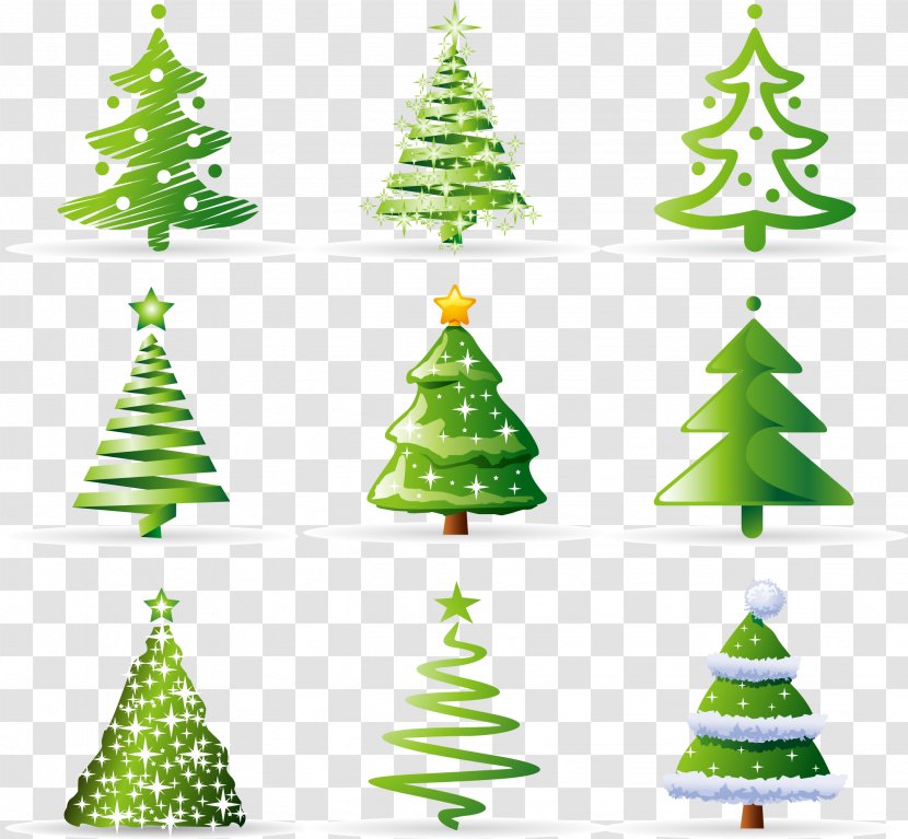Christmas Tree Cartoon - Evergreen - Various Shapes Of Transparent PNG