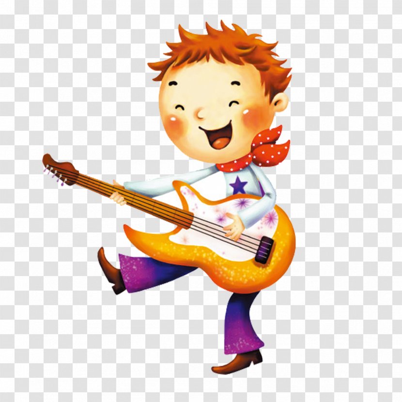 South Korea Cartoon Illustration - Cuteness - Little Boy Playing Guitar Transparent PNG