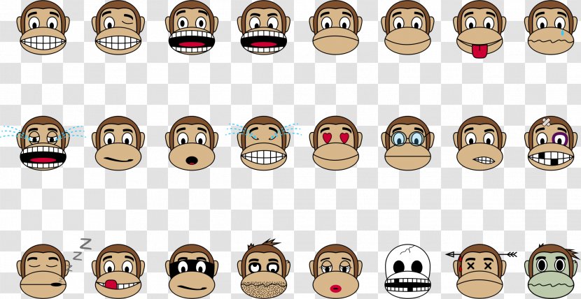 Emoji Emoticon Clip Art - Monkey Transparent PNG