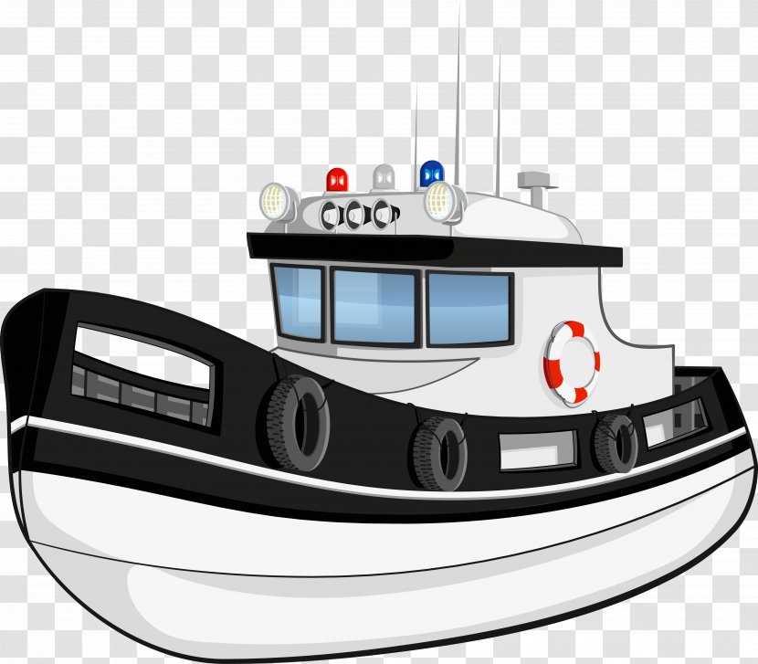 Cartoon Police Watercraft Illustration - Textile - Vector Ship Transparent PNG