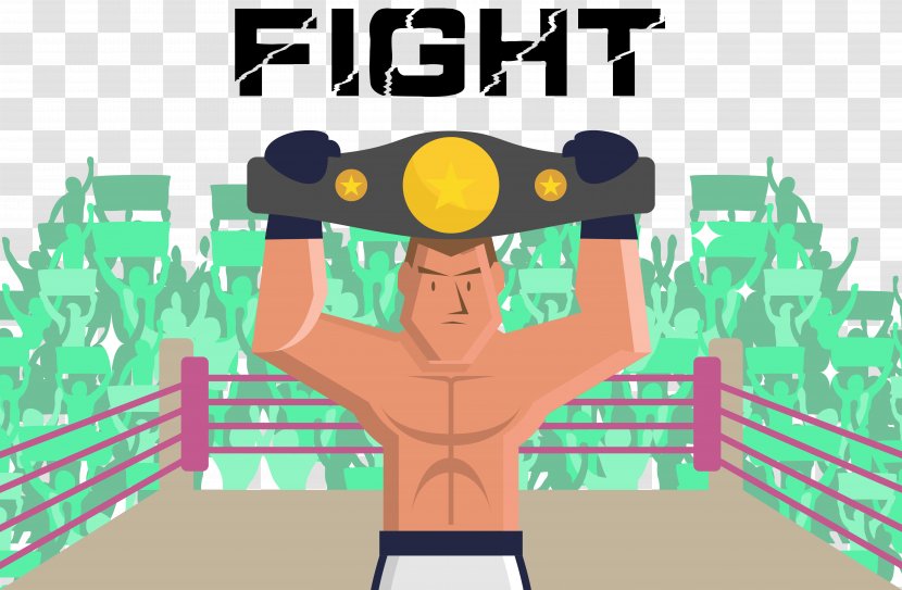 Boxing Fight Illustration - Combat - Gold Belt Game Vector Transparent PNG