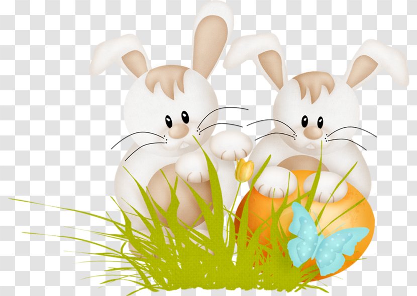 Easter Bunny Domestic Rabbit Brush - Cartoon Rabbits And Eggs Transparent PNG