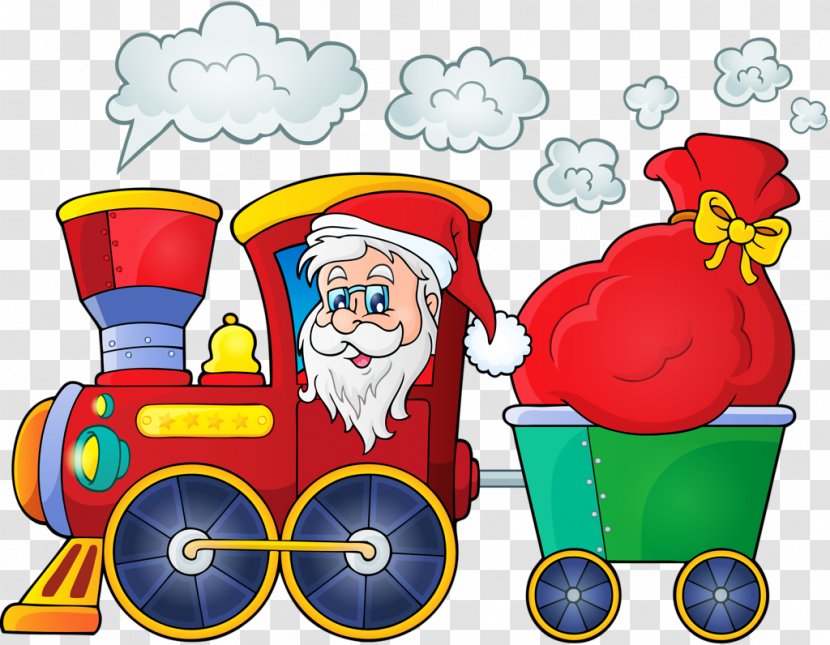 Train Santa Claus Christmas Illustration - Fictional Character Transparent PNG
