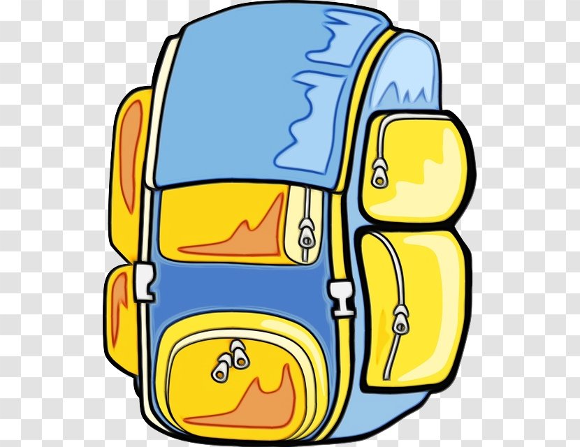 Backpack Cartoon - Wet Ink - Transport Yellow Transparent PNG