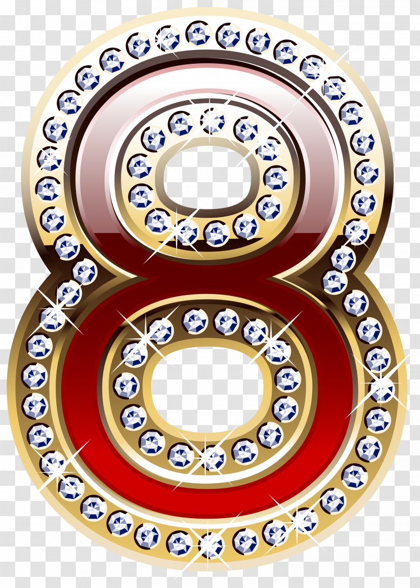 Gold And Red Number Eight Clipart Image - Symbol - Numerical Digit Transparent PNG