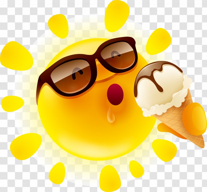 Ice Cream Cone Cartoon - Emoticon - Sun Transparent PNG