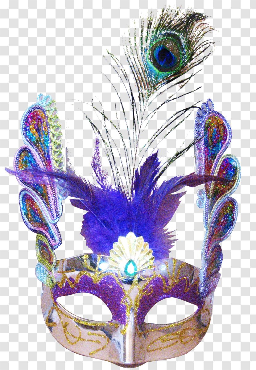 Mask Feather Confetti Carnival Masquerade Ball - Venetian Masks - Mardi Gras Transparent PNG