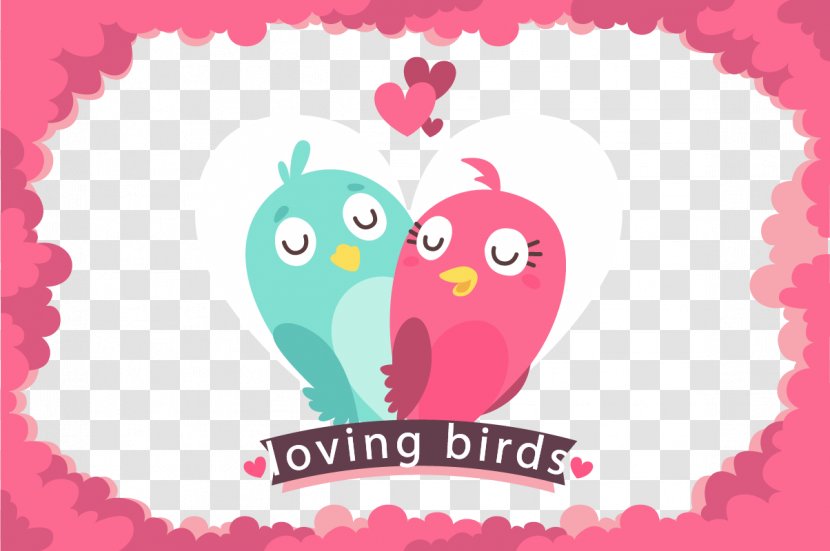 Valentines Day Lovebird Clip Art - Cartoon - Cover Lace Pink Love Birds Transparent PNG