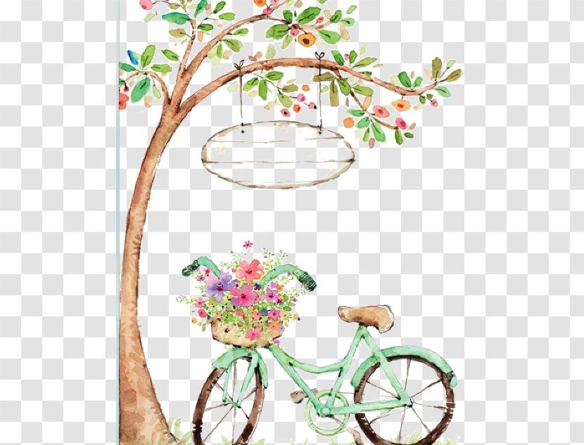 Watercolor Painting Bicycle Drawing - Part Transparent PNG