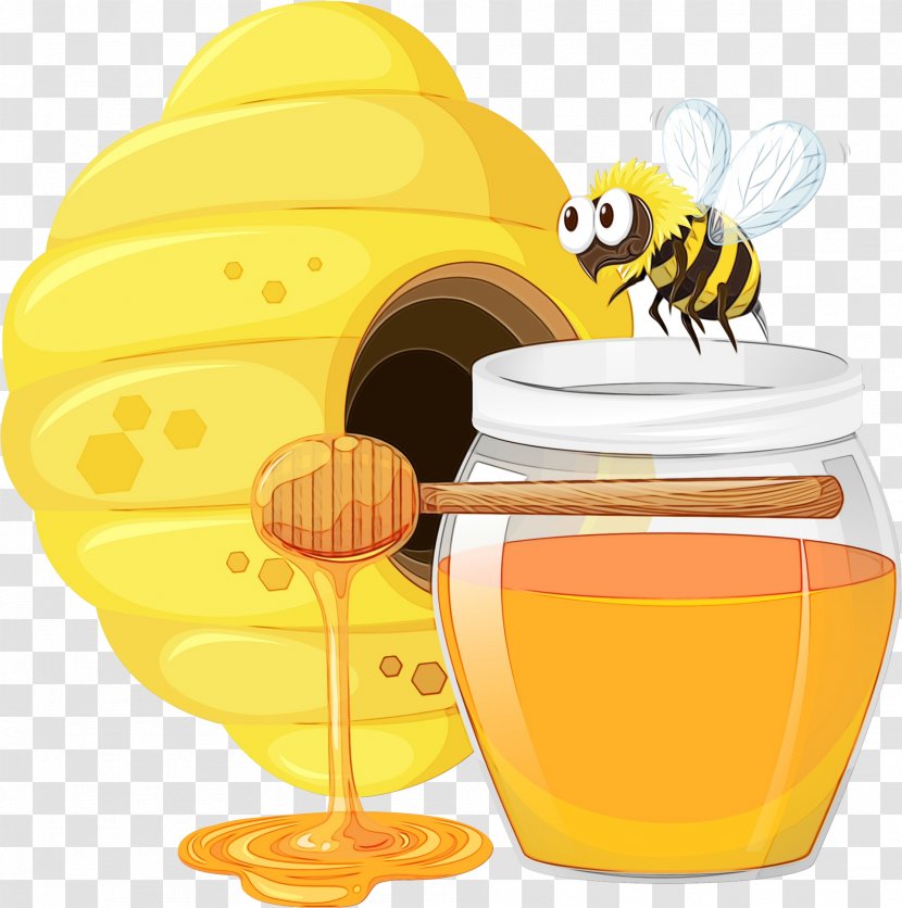 Bee Cartoon - Yellow - Insect Orange Juice Transparent PNG