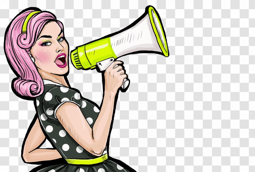 Pop Art Stock Photography Female - Silhouette - Megaphone Transparent PNG