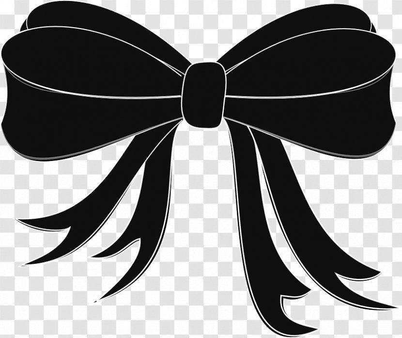 Bow Tie Ribbon Clip Art - Black And White - Pollinator Transparent PNG
