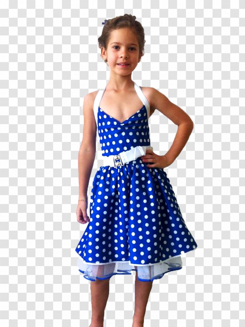 Polka Dot Cocktail Dress Cobalt Blue - Flower Transparent PNG