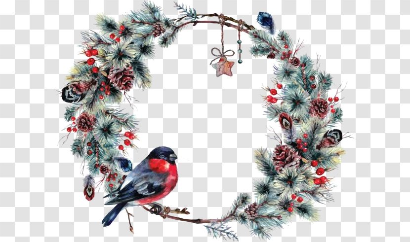 Wreath Christmas Ornament Garland Twig - Bird Transparent PNG