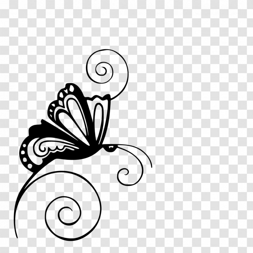 Butterfly Stencil Silhouette Clip Art - Insect - Swirl Transparent PNG